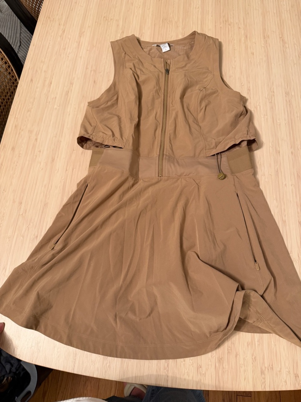 Lightweight Zip-Front Sleeveless Dress in Brown